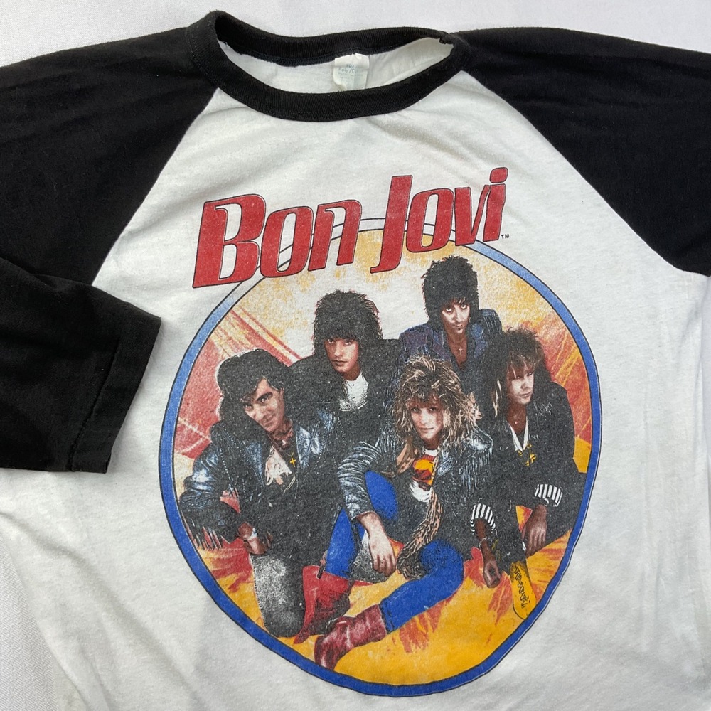 Vintage 1987 Bon Jovi Slippery When Wet World Tour Raglan Shirt Mens XL 80s Tee